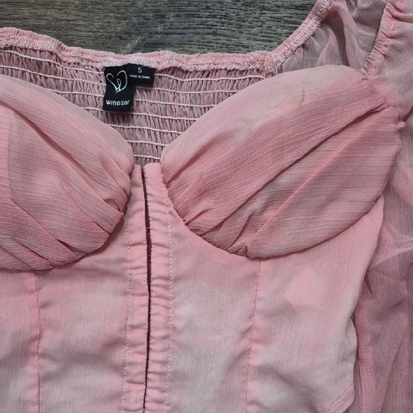 Windsor Pink Sheer Puff Sleeve Blouse - Picture 2 of 3